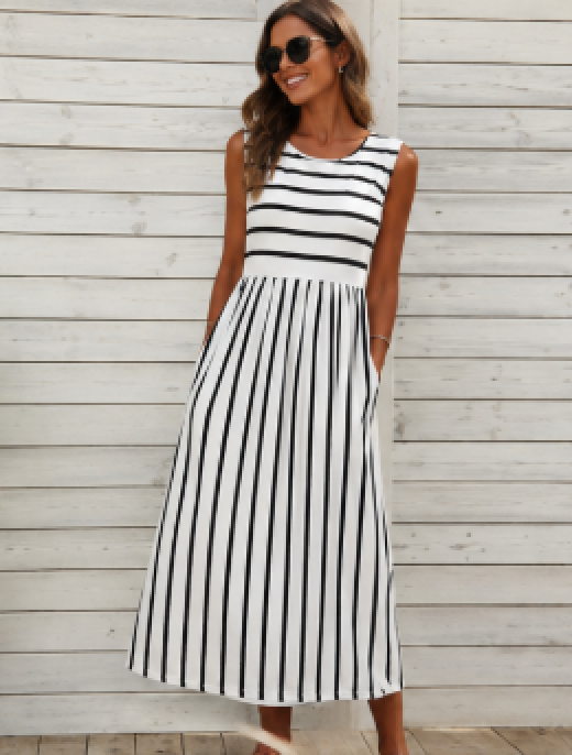 Eva | Vestido con estampado a rayas
