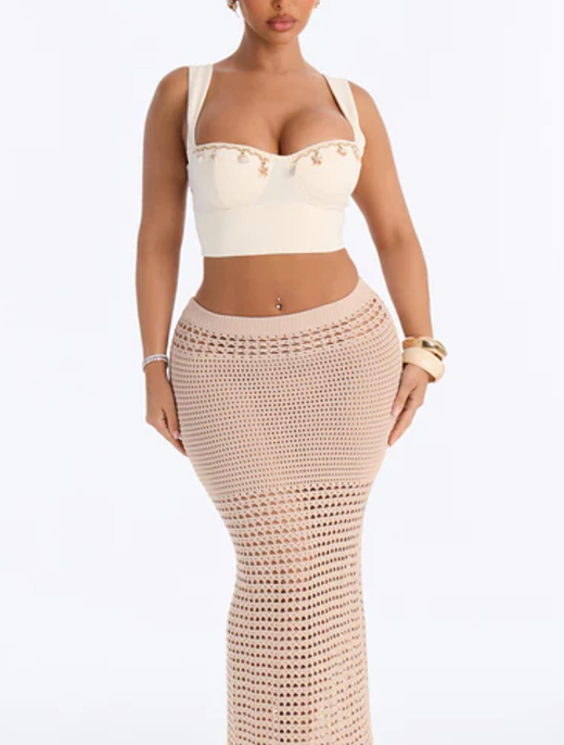 Falda Larga Rejilla Elegante